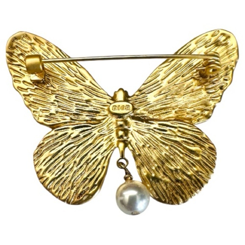DIOR Beautiful Gold Butterfly Brooch with Pearl Logo Detail - Picture 4 of 4